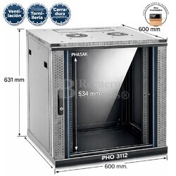 Armario Rack 12U 600x600 mm | Mural Phasak Pro PHO 3112